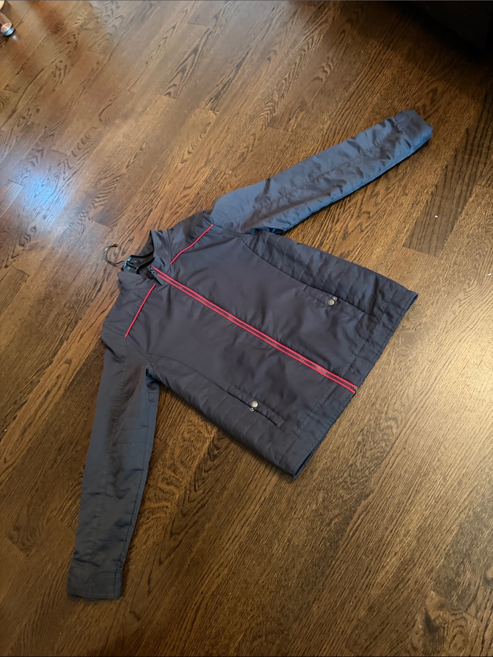 Cat & Jack Gray Puffer Jacket with Red Zipper